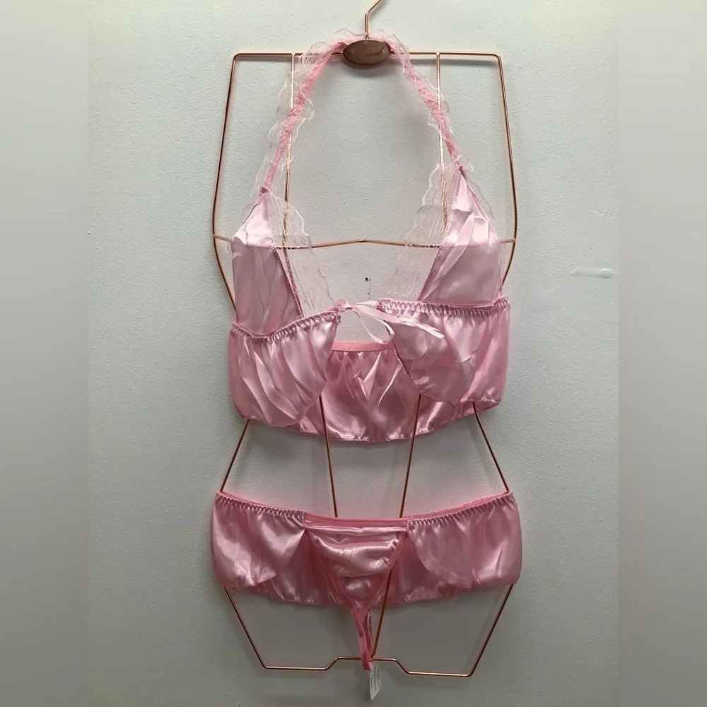 Pink satin and lace cami set New With Tags